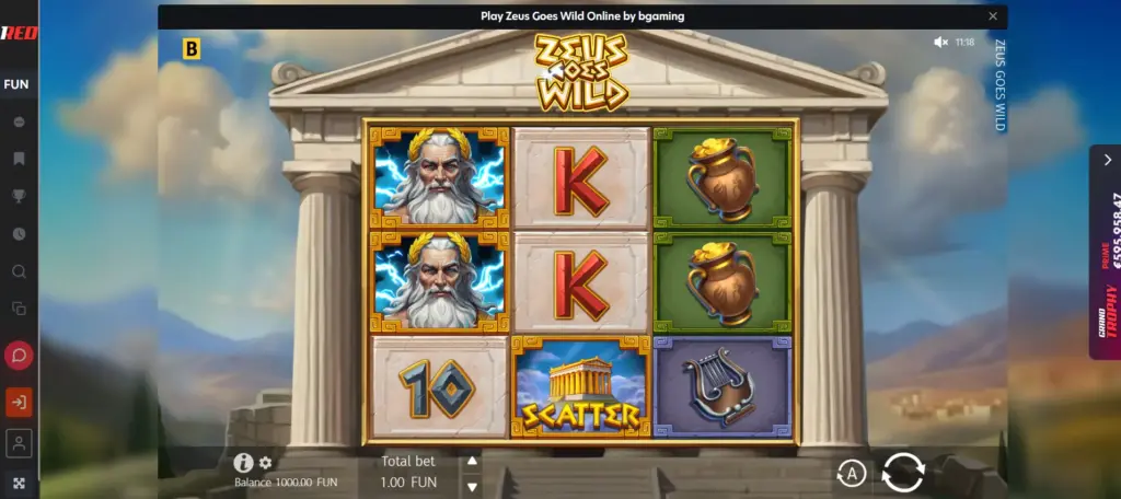 Zeus Goes Wild 1Red Casino Slots