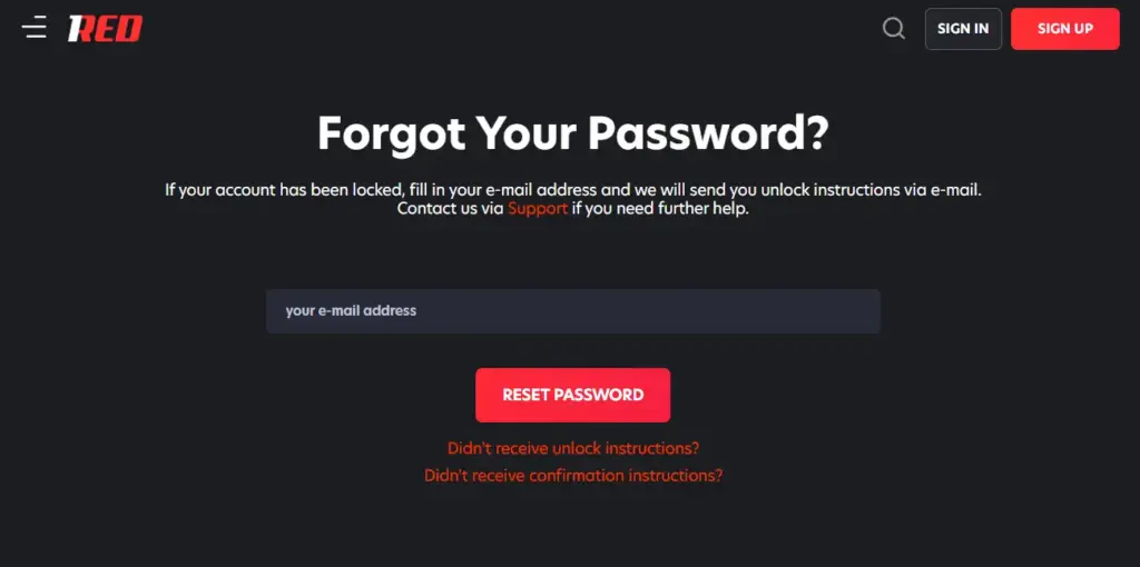Forgot Your Password Page