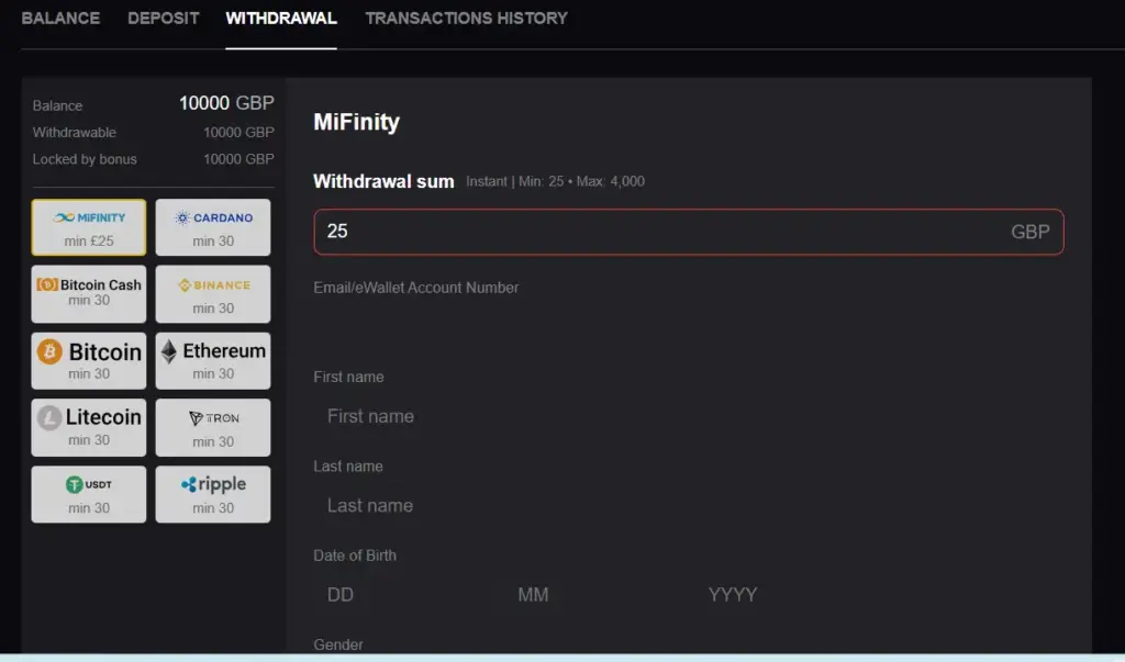 1Red Withdrawal