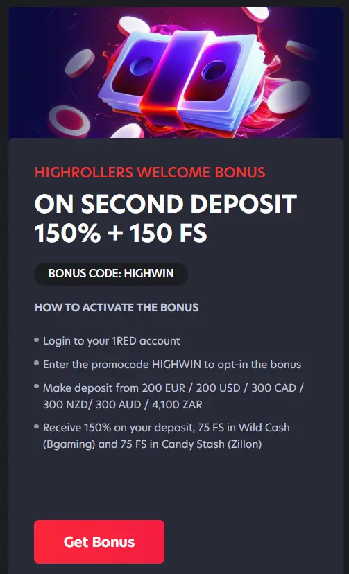 Highrollers Welcome Bonus